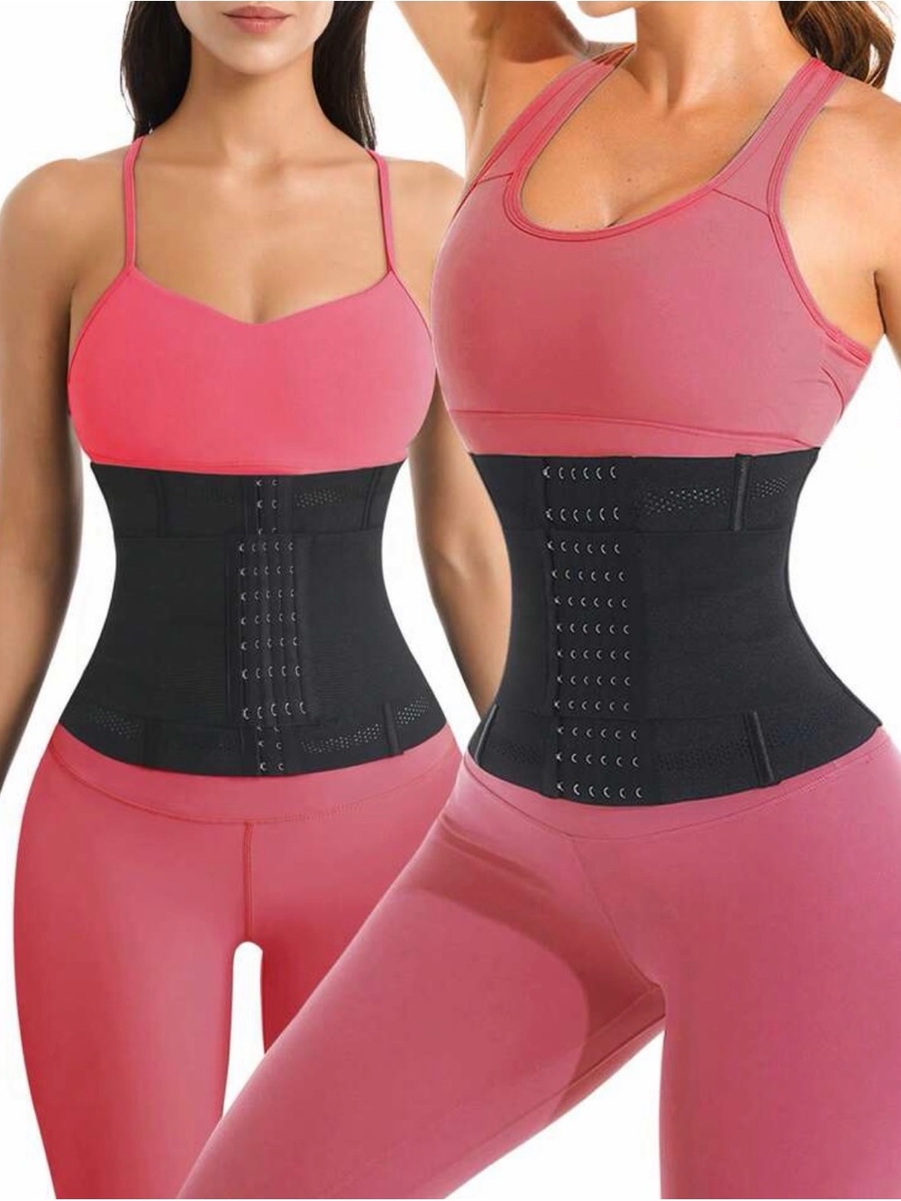 Black Waist Trainer Corset with Hook-and-Eye Front